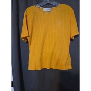 Basic Requirements Yellow Ribbed Shirt, Women's Small Top, Stretch Fabric Blouse